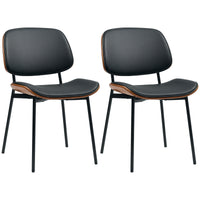 Dining Chairs Set of 2, Mid Century Modern Dining Room Chairs with Bentwood Back and Metal Legs for Kitchen Living Room