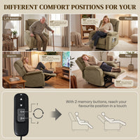 Power Recliner Chair with Massage, Electric Lift Chair for Elderly with Side Pockets, 2 Memory Positions, Remote, Brown