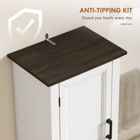 65" Tall Bathroom Storage Cabinet, Freestanding Farmhouse Slim Bathroom Cabinet with 2 Doors, Shelves and Drawer, White