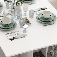 Folding Dining Table, 55" Drop Leaf Table for Small Spaces, Foldable Table with Storage Shelves for Kitchen, Dining Room, White