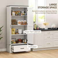 72" Farmhouse Pantry Cabinet with Adjustable Shelves, Kitchen Pantry Cabinet with 2 Doors, White Wood Grain