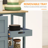 Kitchen Cart on Wheels, Rolling Kitchen Island Cart with Wood Top, 3 Drawers and Shelves for Home Dining Area