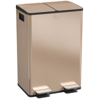 Garbage Bin, Soft-Close Trash Can with Foot Pedal, 2x7.4 Gal (2x28 L) Garbage Can with Removable Inner Buckets, SGold