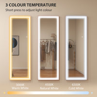 LED Mirror with Dimmable and 3 Colour Lights, 64" x 21" Rectangular Floor Mirror for Bedroom Living Room, Pink