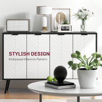 Modern Sideboard and Buffet, Dining Room Cabinet with Adjustable Shelves and 4 Doors, Black