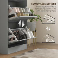 Modern Shoe Storage with 3 Flip Drawers and Adjustable Shelves, Shoe Cabinet Organizer for 12-18 Pairs of Shoes, Grey