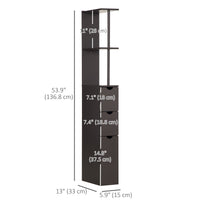 Tall Bathroom Storage Cabinet, Narrow Bathroom Cabinet with Drawers and Open Shelves for Small Spaces, Brown