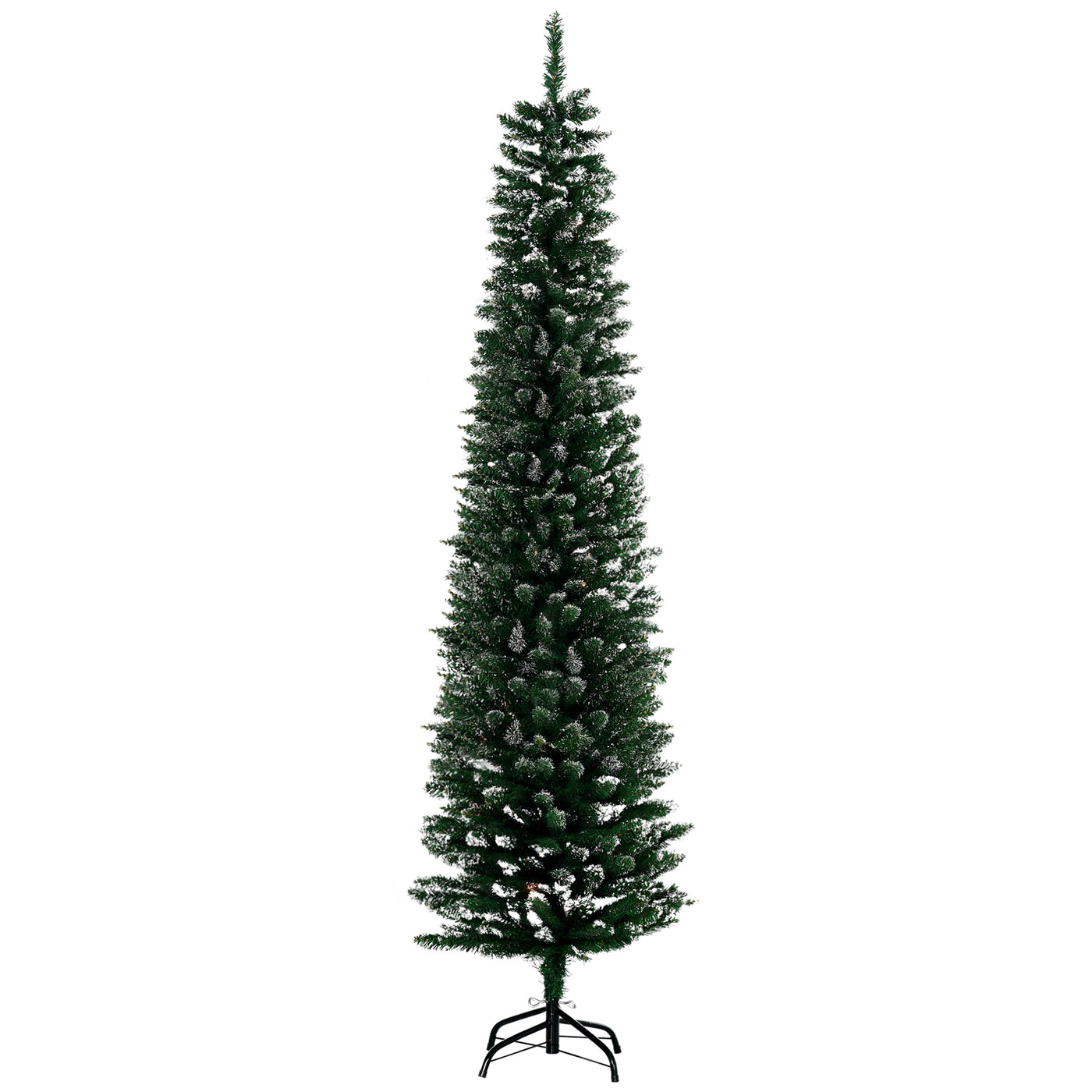 6FT Artificial Snow Dipped Christmas Tree Xmas Pencil Tree Holiday Home Indoor Decoration with Foldable Black Stand, Green