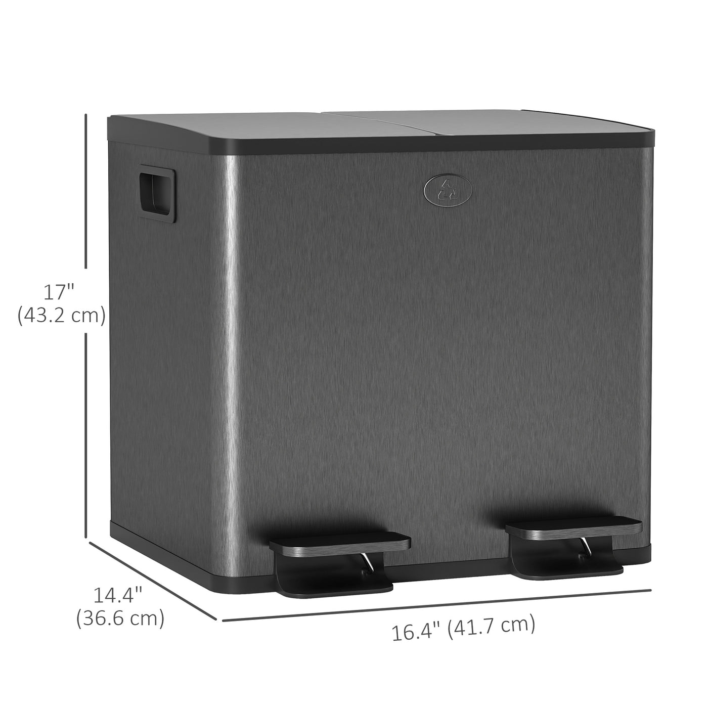 Garbage Bin, Soft-Close Trash Can with Foot Pedal, 2x4 Gallon (2x15 L) Garbage Can with Removable Inner Buckets, Black