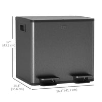 Garbage Bin, Soft-Close Trash Can with Foot Pedal, 2x4 Gallon (2x15 L) Garbage Can with Removable Inner Buckets, Black