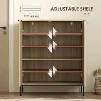 Shoe Storage Cabinet for 15 Pairs, Freestanding Shoe Cabinet with Doors and Adjustable Shelves for Hallway, Oak