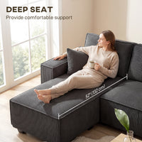Modular U Shaped Couch, Sectional Sofa with Double Chaises and Spring Cushions, Dark Grey