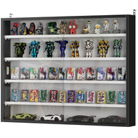 5-Tier Display Cabinet, Shot Glass Display Case, Glass Curio Cabinet with 2 Glass Doors and 4 Adjustable Shelves, Black