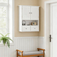Bathroom Wall Cabinet, Medicine Cabinet, Over Toilet Storage Cabinet with Shelf and Drawers for Hallway, Living Room, White