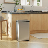 15.9 Gallon Sensor Can, Automatic Garbage Can with Soft-Close Lid, Fingerprint-Proof Stainless Steel, Silver