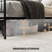 Metal Full Platform Bed Frame with Headboard, Steel Slat Support, Underbed Storage, No Box Spring Needed, Easy Assembly
