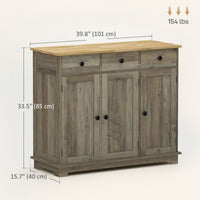 Modern Sideboard, Buffet Cabinet with Storage Cabinets, Drawers and Adjustable Shelves for Living Room, Washed Grey