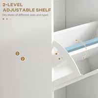 Slim Shoe Cabinet with 3 Flip Drawers and Adjustable Shelves, Narrow Shoe Cabinet for 15 Pairs of Shoes, White