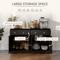 Sideboard Cabinet with 2 Drawers, 4 Barn Doors and 2 Adjustable Shelves, Buffet Table for Living Room, Black