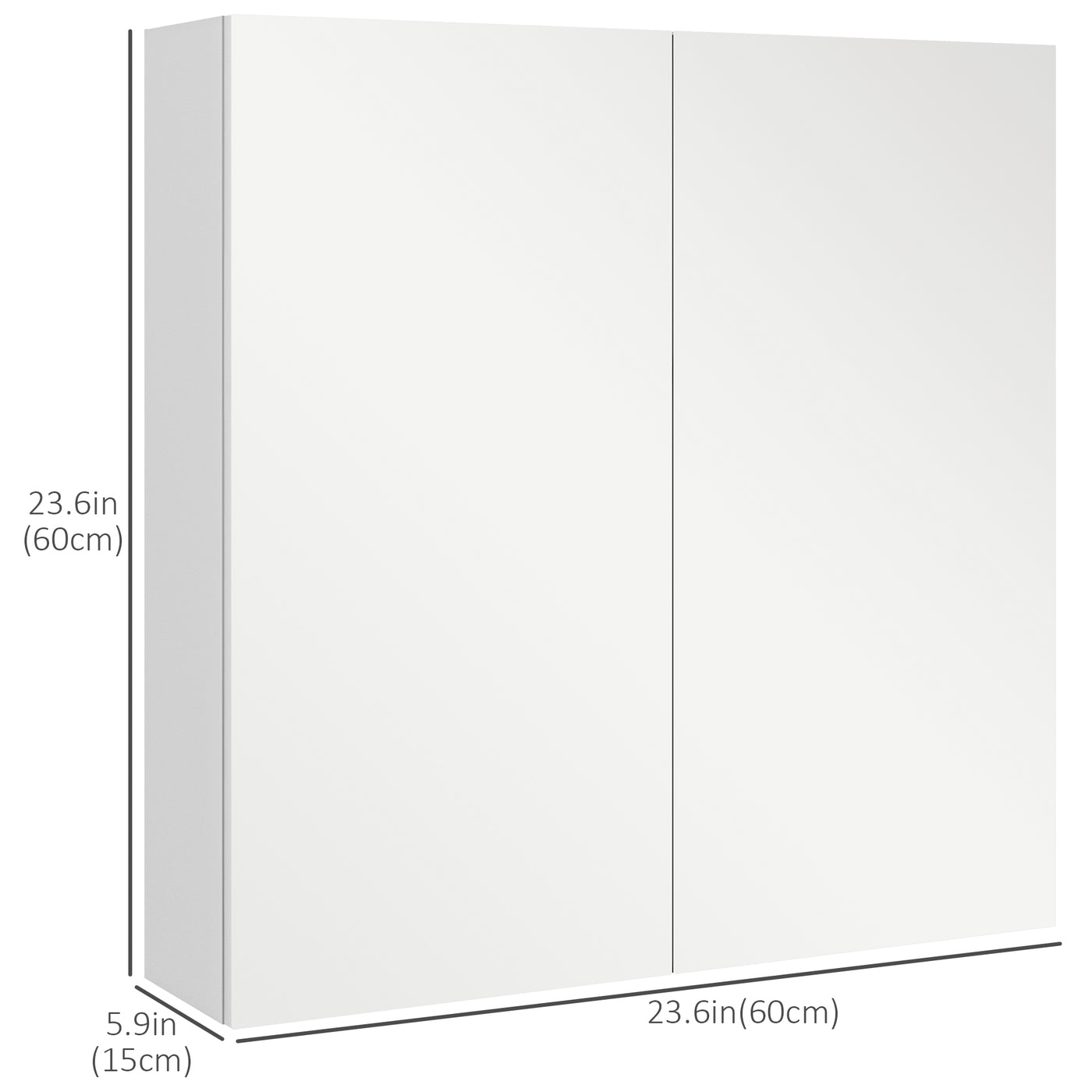 24" x 24" Medicine Cabinet, Wall Mounted Bathroom Mirror Cabinet with Mirrored Doors, Adjustable Shelves and Soft Close Mechanism, High Gloss White