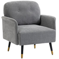 Accent Chair Modern Tufted with Metal Legs Upholstered Reading Armchair for Living Room Grey
