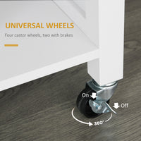 Wooden Rolling Kitchen Island on 360° Swivel Wheels Dining Cart with Drawer, Towel Rack for Kitchen, White