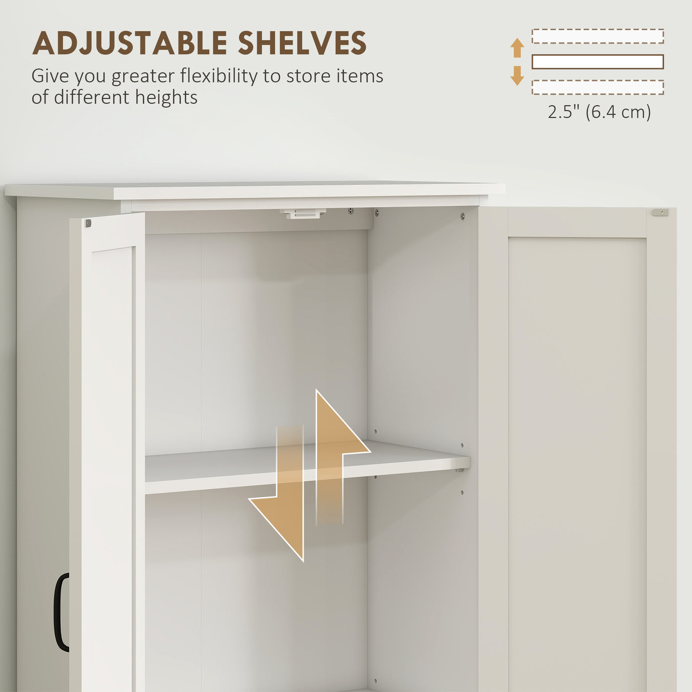 60" 4-Door Storage Cabinet Multi-Storey Large Space Pantry with Adjustable Shelves White