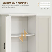 60" 4-Door Storage Cabinet Multi-Storey Large Space Pantry with Adjustable Shelves White
