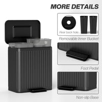 Trash Can, 2 x 5.3 Gallon (2 x 20 L) Garbage Can with Soft-Close Lid, Removable Inner Buckets for Kitchen Home Office