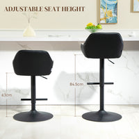 Bar Stools Set of 2, Swivel Counter Height Barstools with Back, Footrest, Armrests, Adjustable Height, Light Grey