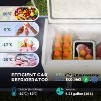 12 Volt Car Refrigerator, 17QT Car Fridge Electric Cooler, 12/24V DC and 100-240V AC, -68℉-50℉, Portable Refrigerator