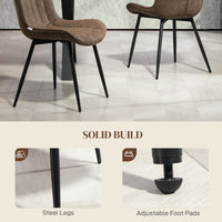 Dining Chairs Set of 2, PU Leather Upholstered Kitchen Chairs with Backrest and Steel Legs, Brown