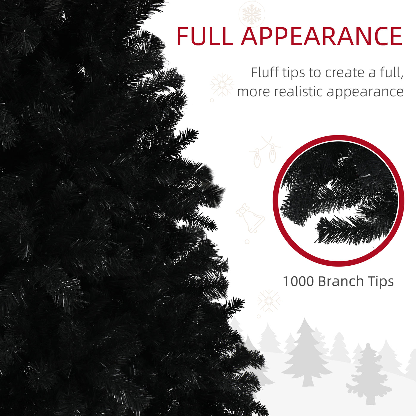 6ft Artificial Christmas Trees with Auto Open and Steel Base, Black