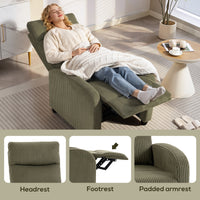 Fabric Recliner Chair Manual Home Theater Seating Single Reclining Sofa Chair with Padded Seat for Living Room