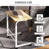 Mobile Standing Desk with Adjustable Height, 23.5 inch Stand Up Desk with Wheels, Natural Wood
