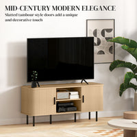 TV Stand Cabinet for TVs up to 55 Inches, TV Unit with Storage Shelves and Cabinets for Living Room, Oak Tone