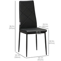 Dining Chairs Set of 4, Modern Accent Chair with High Back, Upholstery Faux Leather and Steel Legs for Living Room, Kitchen, Black
