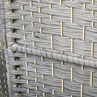 6 Ft Tall Folding Room Divider, 4 Panel Portable Privacy Screen, Hand-Woven Partition Wall Divider, Mixed Grey