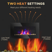 Wall Mounted Fireplace, 28.5 Inch Modern Electric Fireplace with Patented LED Flame Effect and 7 Colors, Black