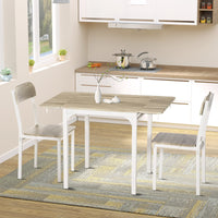 Foldable Dining Table Set for 2, Drop-Leaf Kitchen Table with 2 Chairs for Apartments, Studios, Natural Drop-leaf Dining Table Set Includes 2 Chairs