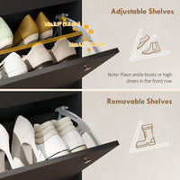 Narrow Shoe Cabinet with 4 Flip Drawers, Shoe Storage Cabinet with Adjustable Shelves, Holds 24–32 Pairs, Black
