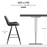 Set of 2 Microfiber Cloth Bar Stools, Multi-functional Kitchen Stools, Bar Chair with Metal Leg Padded Cushion Seat for Dining, Black