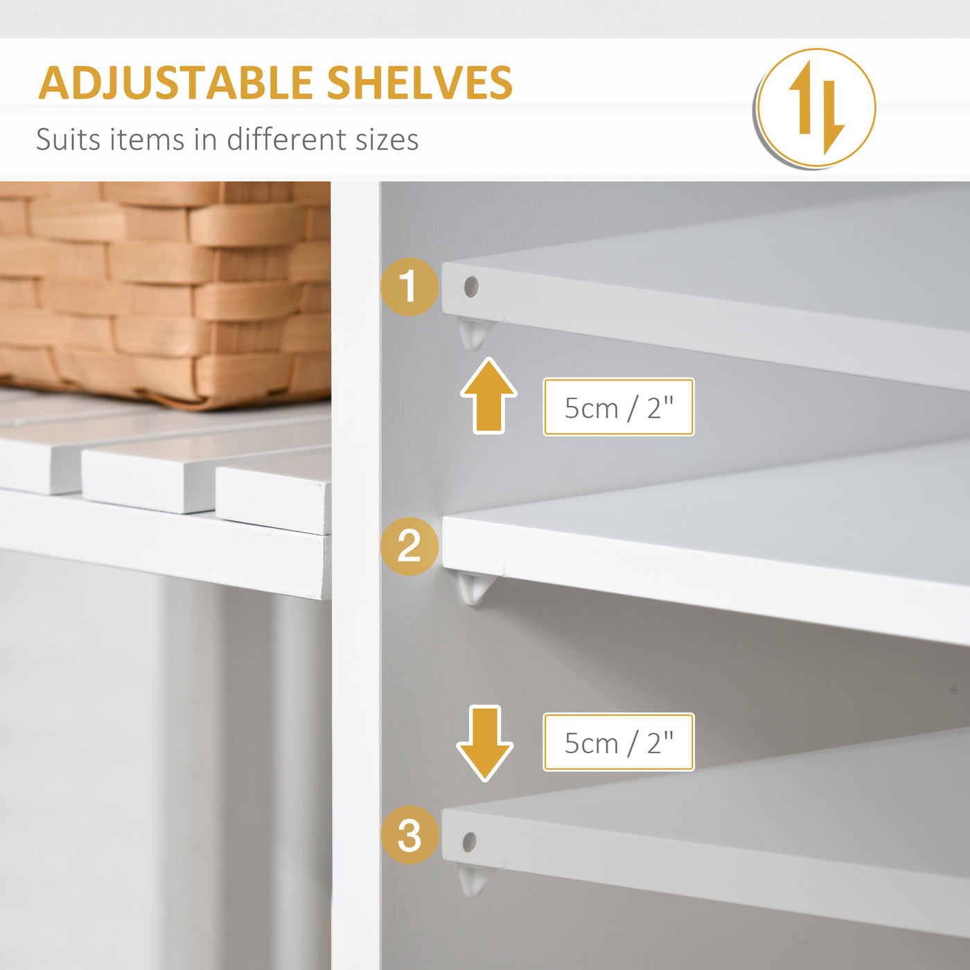 Kitchen Cart on Wheels, Utility Storage Island with Rubber Wood Top, Towel Rack, Cabinets, Drawers, White