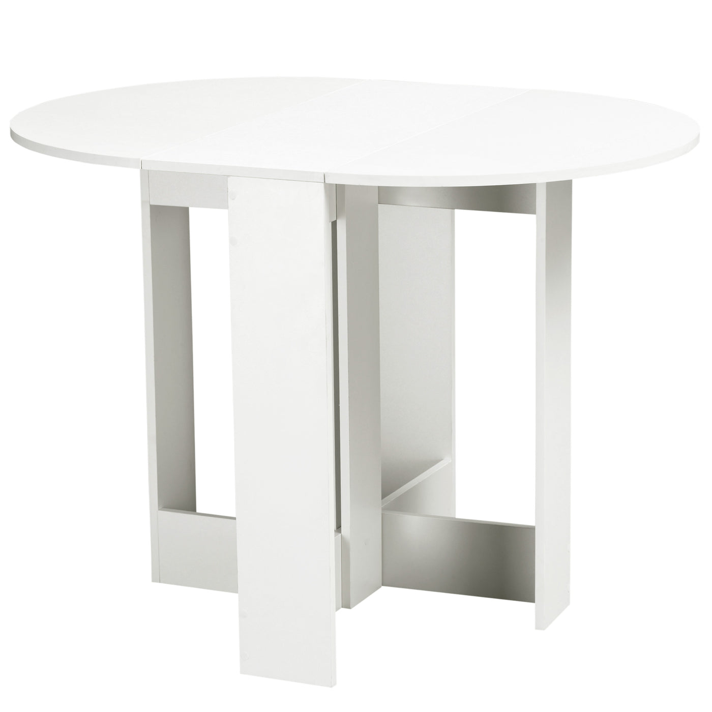 Folding Dining Table, 41" Drop Leaf Table for Small Spaces, Oval Foldable Table for Kitchen, Dining Room, White