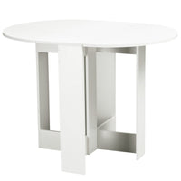 Folding Dining Table, 41" Drop Leaf Table for Small Spaces, Oval Foldable Table for Kitchen, Dining Room, White