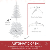 5ft Artificial Christmas Tree with Pine Realistic Branches, Auto Open, for Indoor Decoration, White