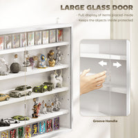 5-Tier Display Cabinet, Shot Glass Display Case, Glass Curio Cabinet with 2 Glass Doors and 4 Adjustable Shelves, White