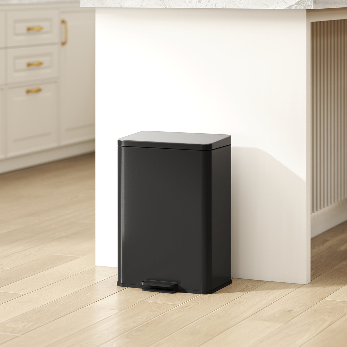 Garbage Bin, Soft-Close Trash Can with Foot Pedal, 5 Gallon (20 L) Garbage Can with Removable Inner Bucket, Matte Black