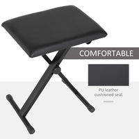 Adjustable Piano Bench, X-Style Folding Piano Stool with Padded Seat, Non-Slip Rubber Feet, Keyboard Chair, Black