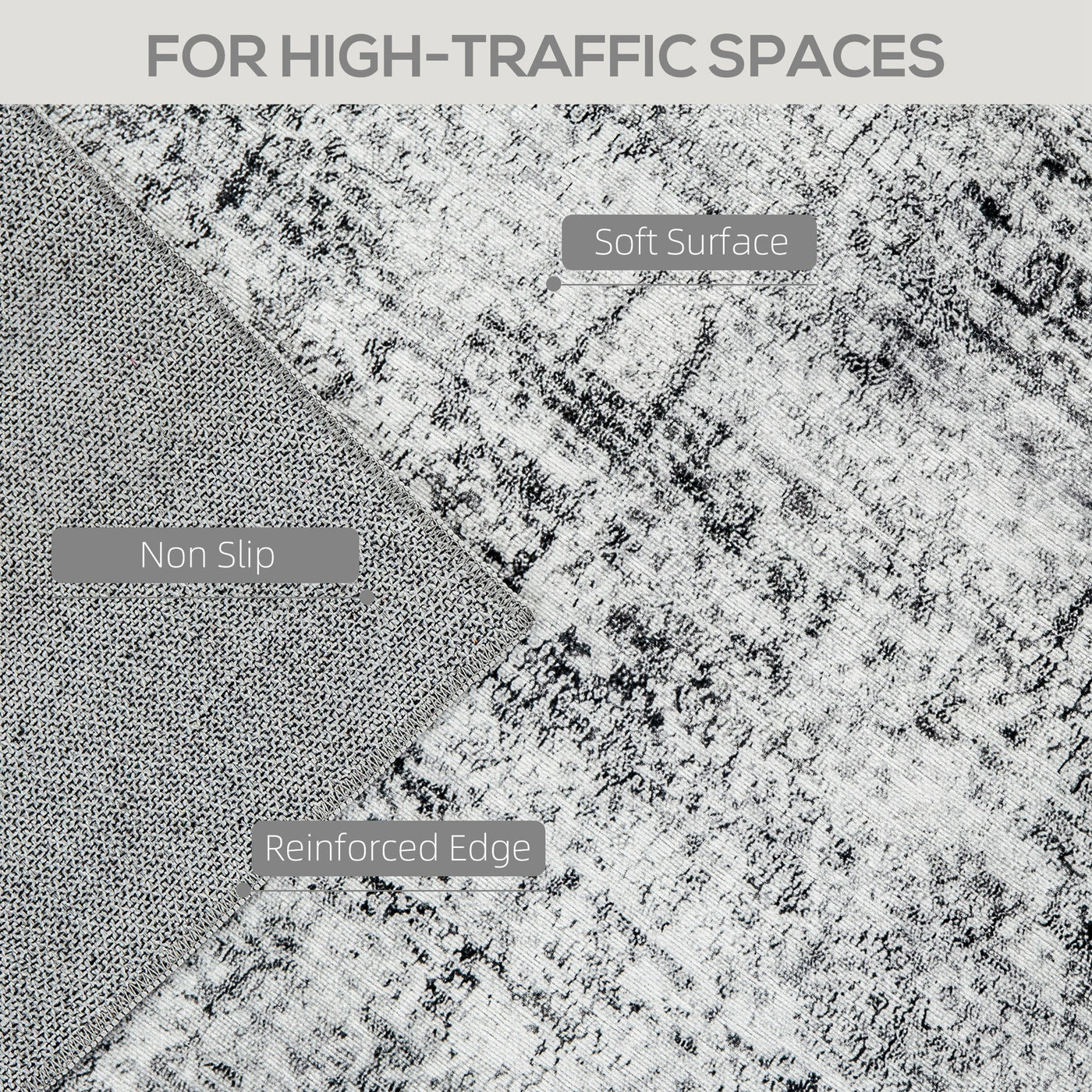 Area Rug for Living Room 6x9, Modern Abstract Machine Washable Rug, Non-Slip Carpet for Bedroom, Dining Room, Grey